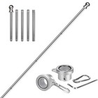 New Listing6 Ft Stainless Steel Flag Pole Thicker, Tangle Free Flag Poles for 3x5 Flags,.