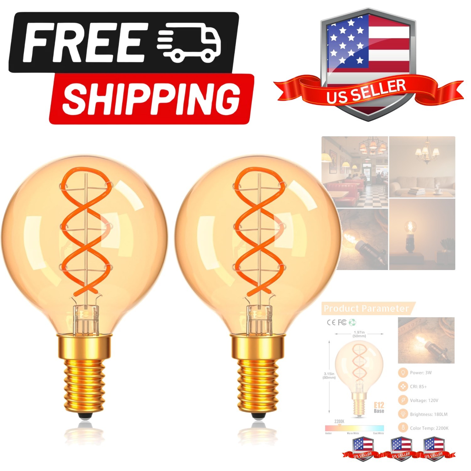 25 Watt Equal 3w,candelabra Edison Screw Base E12 ...