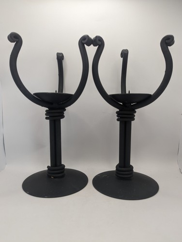 Pair of Black Metal Decorative Candle Holders H7 W794