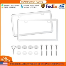 2 Hole Silver Stainless Steel Universal License Plate Frame Tag Cover Screw Caps