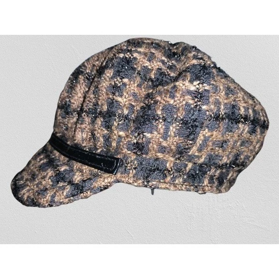 Женская коричневая черная твидовая дирижерская шляпа скрипача Nine West Newsboy - Изображение 2 из 4