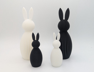 Osterhase Rillen 3D-Druck Set 4er Ostern Modern PLA 14cm   