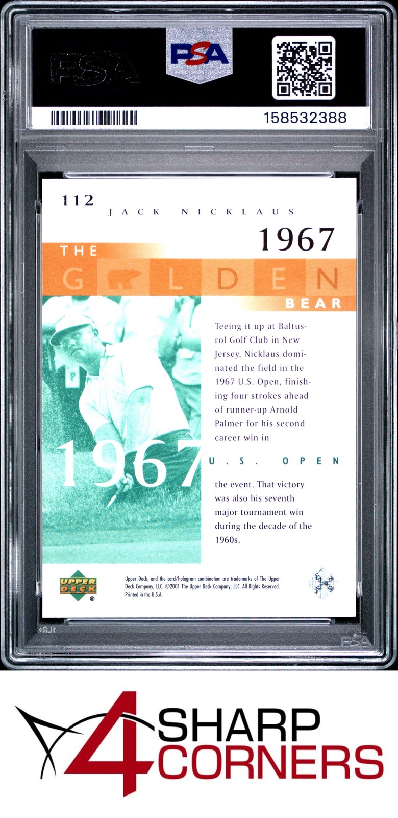 2001 UPPER DECK GOLF #112 JACK NICKLAUS HOF PSA 10 view 2