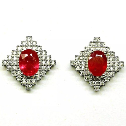 Silver Earrings Ruby Genuine Natural Mined Gems Solid Sterling Stud Design - Picture 22 of 24