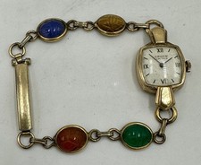 Vtg Gruen Veri-Thin 14K Solid Gold Ladies Watch Van Dell Bracelet Runs/Stops