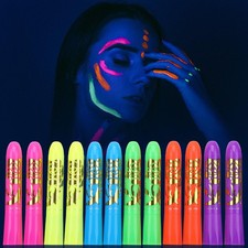 12 PCS Glow Face Body Paint, Pink, Yellow, Blue, Green, Orange, Purple
