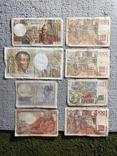 France Donation clearance Historic Francs Banknotes With Signs Of Usage