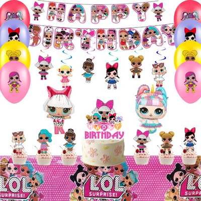 #ad LOL Surprise Dolls Party Decoration Balloons Cake Topper Banner Tablecloth Swirl $13.49