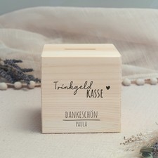 Spardose Trinkgeldkasse Holz Personalisiert Name Kaffeekasse Dankeschön Geschenk