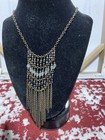 Bronze Tone Necklace, Boho, Fringe With Peacock Beads — photo 1