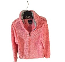 Simply Southern Quarter Zip Sherpa Pullover Size YTH-L Pink Fleece