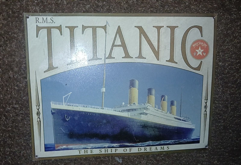vintage metal sign R.M.S Titanic 