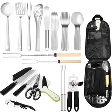 Camping Cooking Utensils Set - Camping Kitchen Equipment, Compact and Portabl...