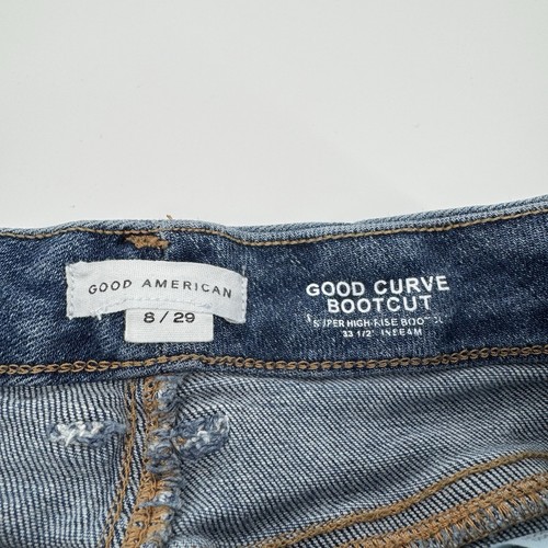 Good American Damengröße 8/29 Good Curve aufgesetzte Tasche Bootcut Jeans hoher Bund - Bild 6 von 8