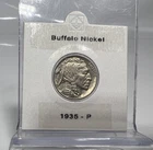 Low Mintage about uncirculated++ 1935 P Buffalo Nickel -Split Tail Horn
