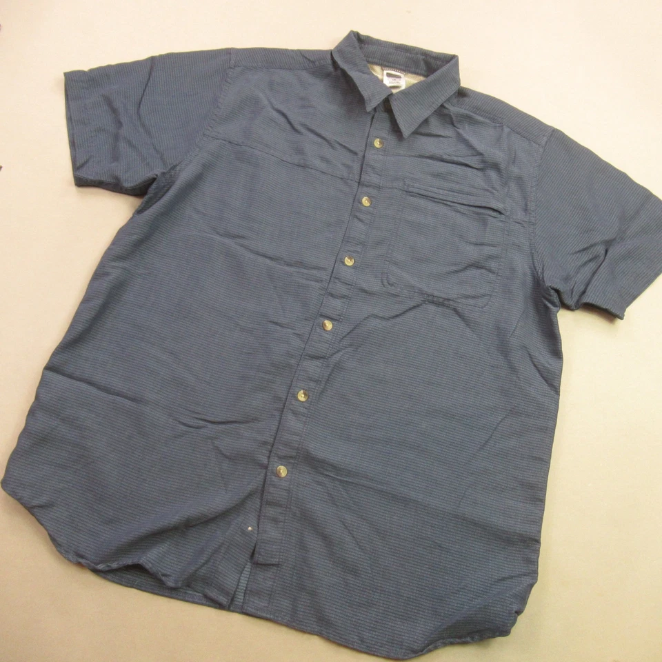 Camisa North Face Para Hombre Grande Manga Corta Botón Bolsillo Frontal Rayas Azules Foto 2 de 4