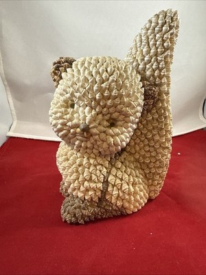 Vintage Seashell Cat/Squirrel Figurine Shell Art 8.5  Tall