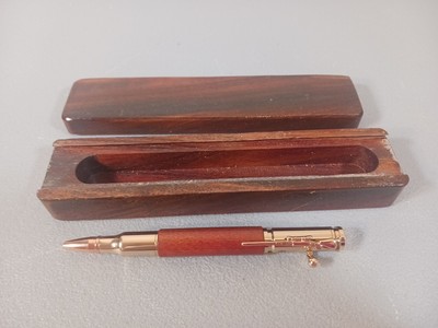 30 Caliber Bolt Action Ballpoint Pen With Wood Storage Box