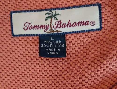Tommy Bahama 70/30 Seide/Baumwolle Strick Orange T-Shirt Relaxed Fit Herren Größe Large - Bild 3 von 4