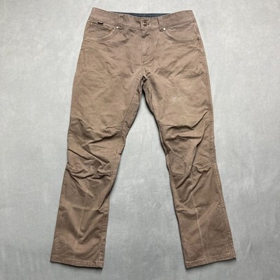 Kuhl Free Rydr Pants Mens 32x30 Brown Canvas Tapered Hiking Work Vtg Patina Dye