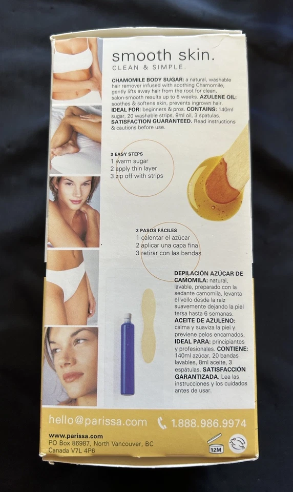 Sistema de depilación natural de azúcar corporal manzanilla Parissa piernas cuerpo cara nuevo 5 OZ Foto 4 de 4