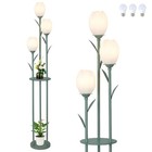 3-Light Flower Floor Lamps for Living Room, Green Floor Lamp with Shelves, Un...