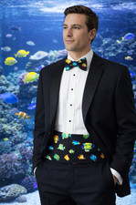 Tropical Coral Reef Fish Tuxedo Cummerbund and Bow Tie Set