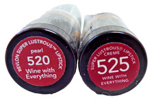 NEW REVLON SUPER LUSTROUS CREME LIPSTICK 525 WINE WITH EVERYTHING 520 PEARL