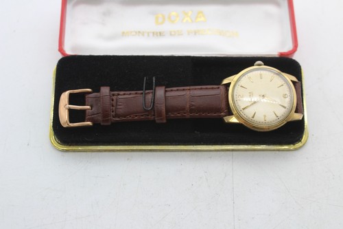 Orologio da polso F vintage in scatola da uomo Doxa 15001-7 placcato oro carica manuale funzionante - Foto 3 di 8