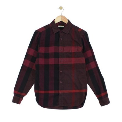 Burberry Flanell Karo Hemd Herren Größe S Rot Langarm Kariert Slim Fit