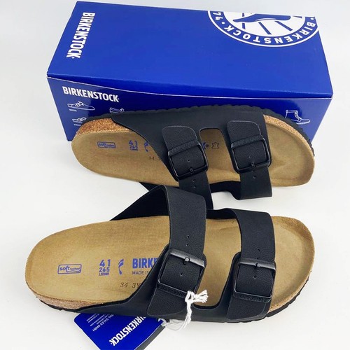 Birkenstock Arizona New Birko-Flor Birkibuc Black Leather Sandal Unisex's 37-45 - Picture 4 of 8