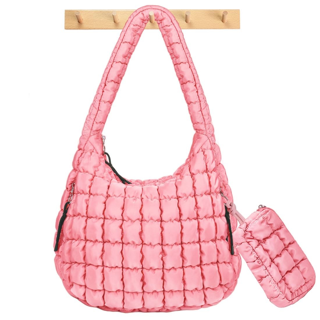 Puffer Tote Bag for Women Large Quilted Crossbody Hobo Lightweight Handbag