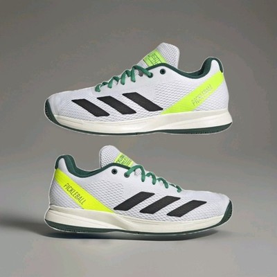 NEW Men's SZ 8, ADIDAS Courtflash Pickleball Shoes White-Blk-Green-Yello JQ0695 