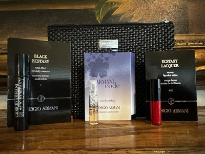 NEW Giorgio Armani code sample Parfums Black Makeup Cosmetic Travel GIFT BAG 