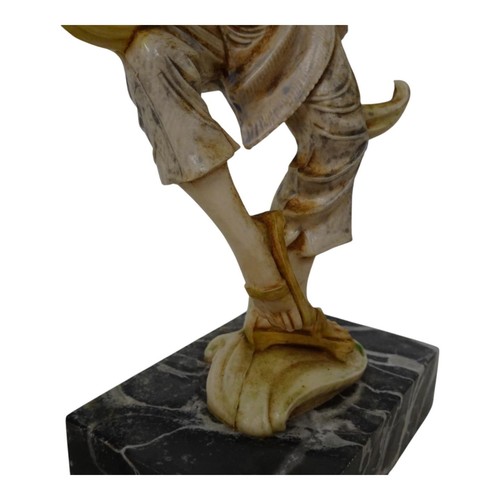 Asian Flute Player Bakelite Figure on Carrera Marble Base Made in Italy - Picture 21 of 22
