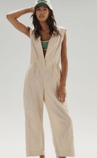 Daily Practice by Anthropologie Soller Jumpsuit XS Cream Linen Blend