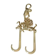 G70 V-Chain Bridle 5/16" W/ 15" Large J Hooks T- Hook & J-Hook And Grab Hooks 3'