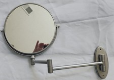 Compact MCM Style Accordion Wall Mount Round Make Up Shaving Magnifying Mirror