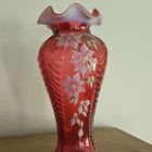 Fenton Hand Painted Art Glass Vase Red Floral Signed Dandee Fenton