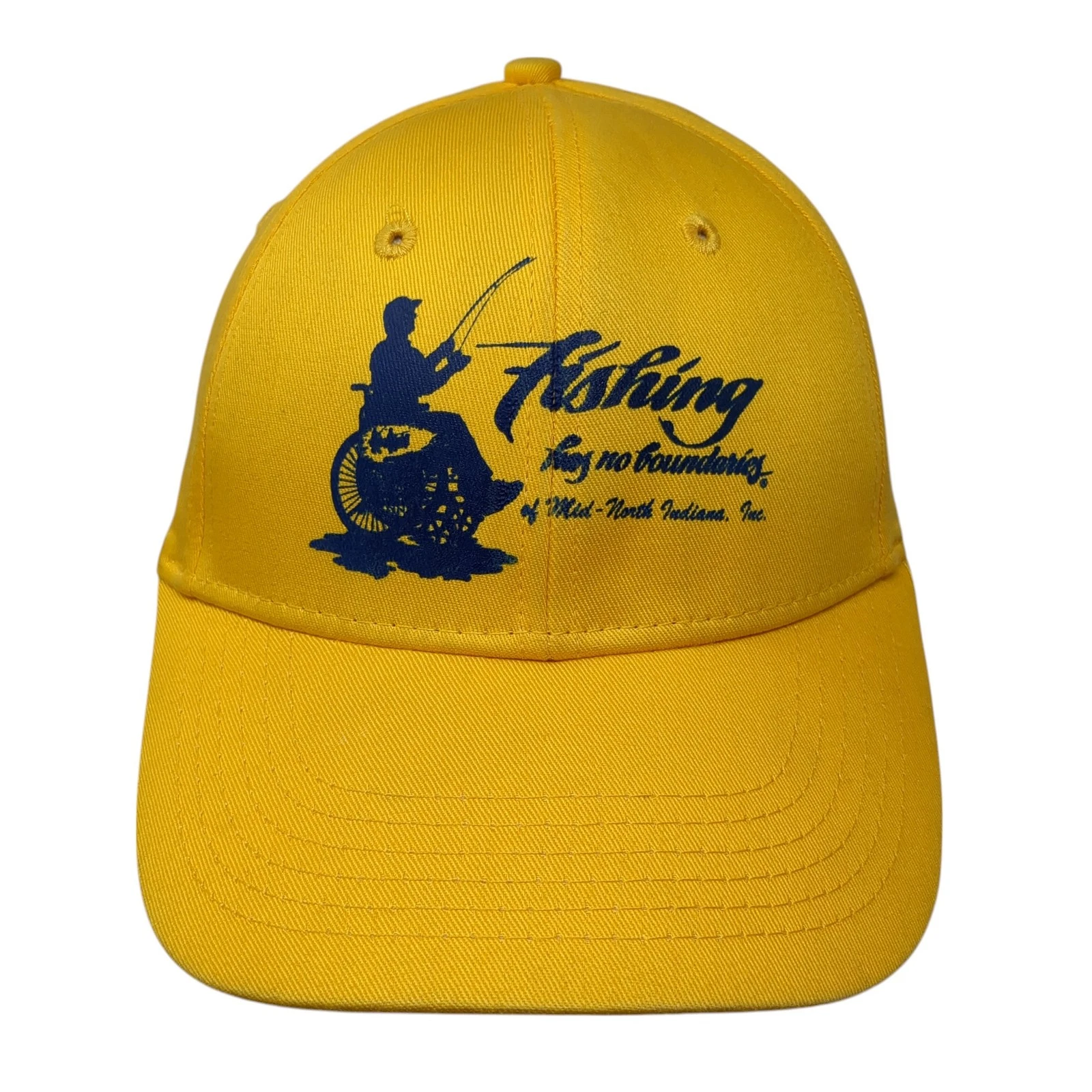 Fishing Has No Boundaries Snapback 5 Panel Cap Yellow One Size Adjustable Cotton