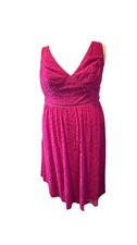 Pink lace sleeveless knee length V-neck A-line women's dress