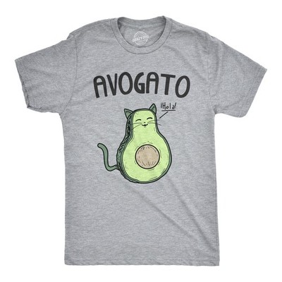Mens Avogato Funny T shirt Avocado Cat Tee Cute Kitty Face Graphic Novelty Humor