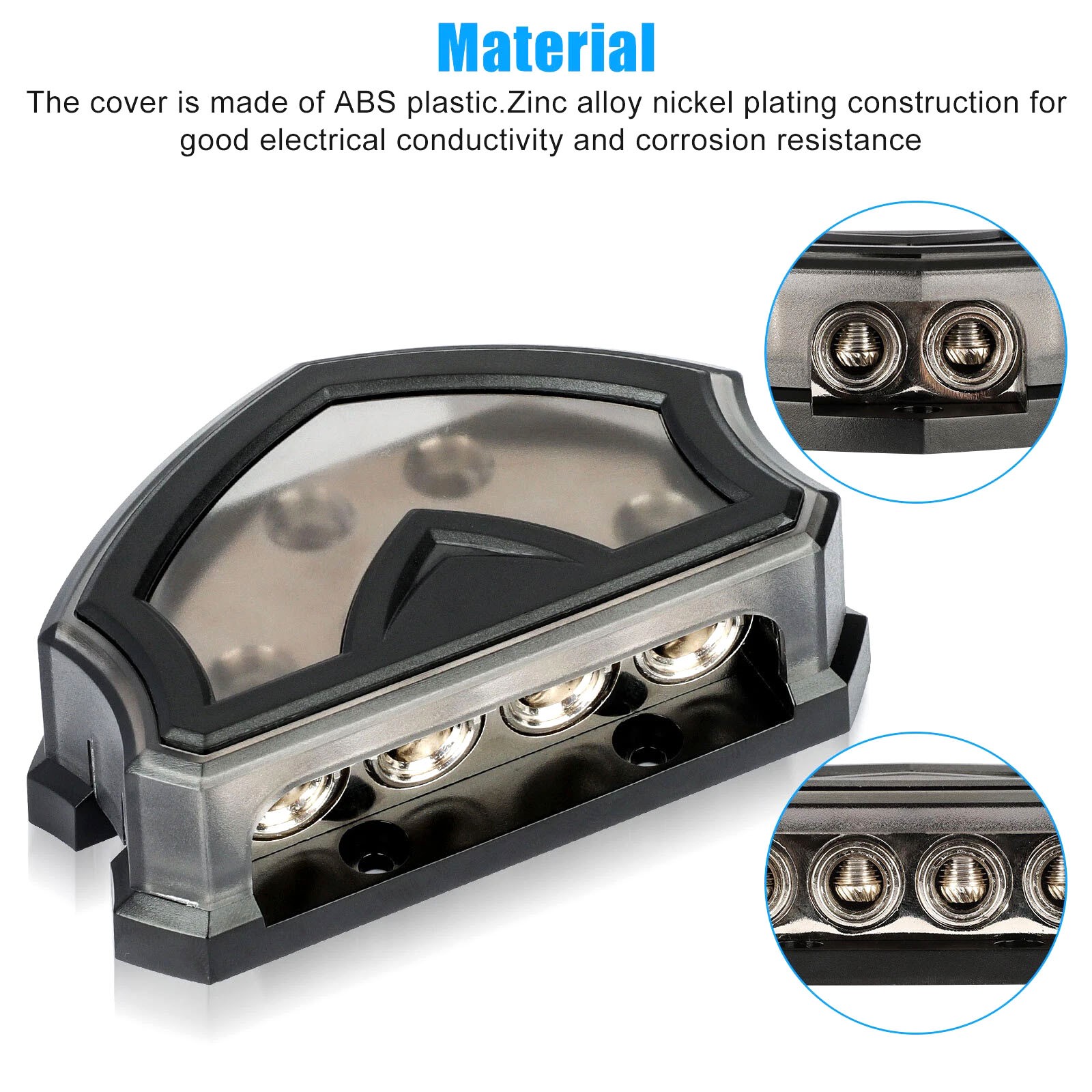 4-Way Power Distribution Block for Car Audio System 0/2/4 Gauge Input Output