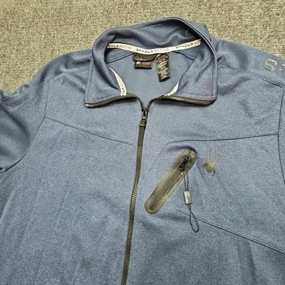 Spyder Active Prow B Jacket Men 2XL Navy Blue Front Zip 3 Pocket Long Sleeve