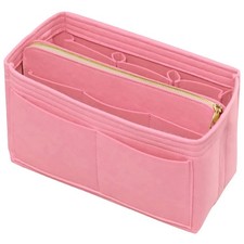 Medium Pink Felt Purse Organizer Insert with Zipper for Tote Bag Handbag