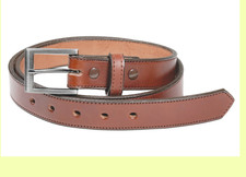 Men's Genuine Medium Brown leather casual belt Amish crafted made in the USA