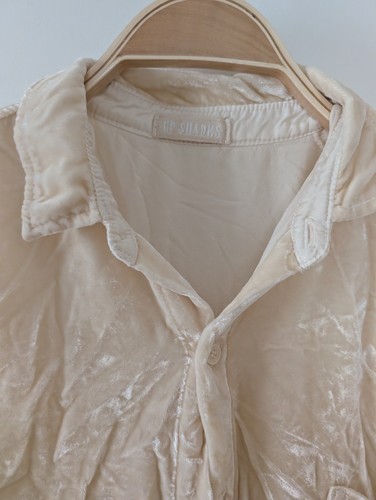 CP SHADES Romy Velvet Shirt - Ivory Beige Size S Small Button Down Velour Silk - Picture 2 of 4