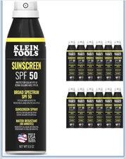 Klein Tools SPF50SPY55 Sunscreen Spray, SPF 50, 120-Minute Water-Resistant 12PK