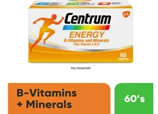 Centrum Energy 60 Tablets | B-Vitamins + Vitamin C & E | Boosts Energy & Focus
