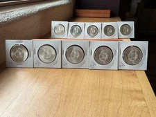 1947 Mexico 5 Pesos Cuauhtemoc 90% Uncirculated Silver FROSTY KEY DATE